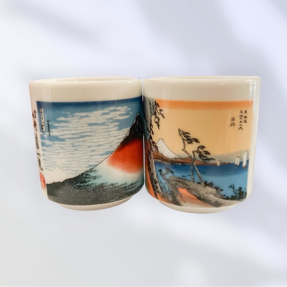 Tokaido Guinomi Vintage Sake Porcelain Ceramic Cup Set of 5 In Box EUC - Picture 10 of 16